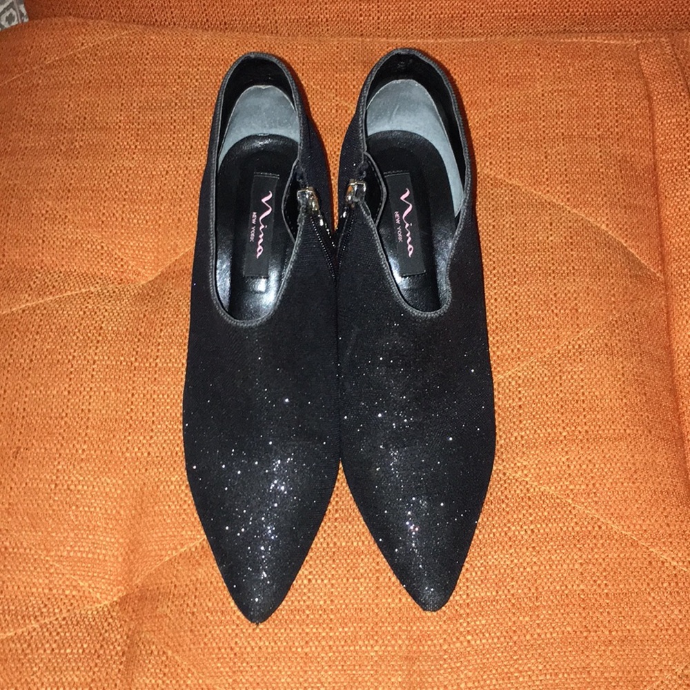 NINA Black glitter ankle booties